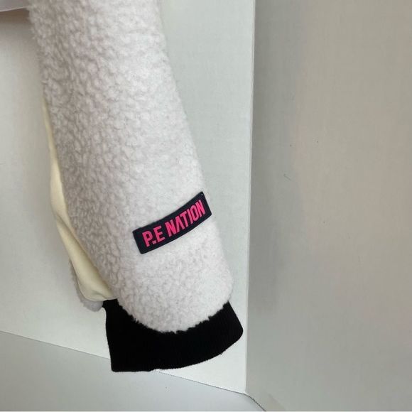 P.E Nation Frontside Sweat in White Sand Sherpa Crop Pullover Women's Size XS - Picture 6 of 10